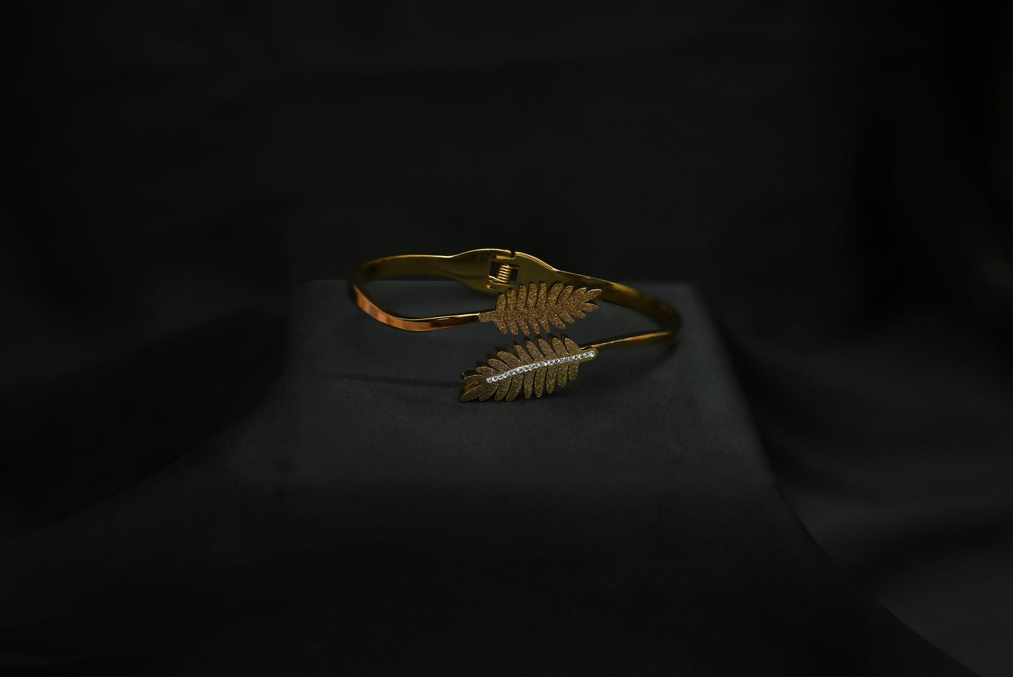 Double Leaf Open-Cuff Bangle