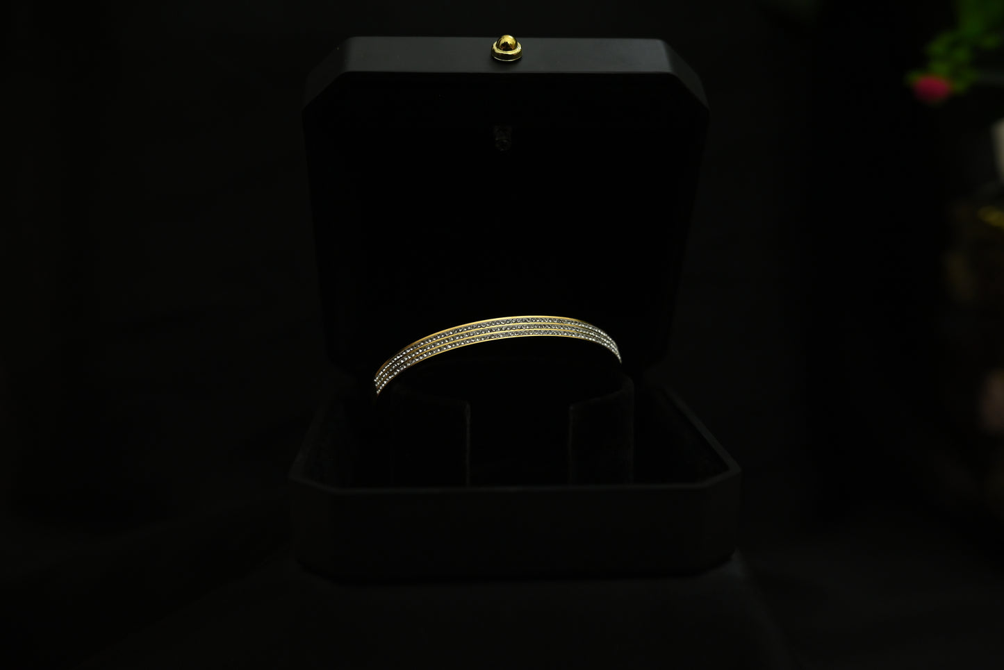 Embellished Slim Gold Bangle