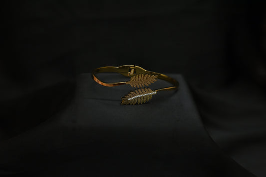 Double Leaf Open-Cuff Bangle